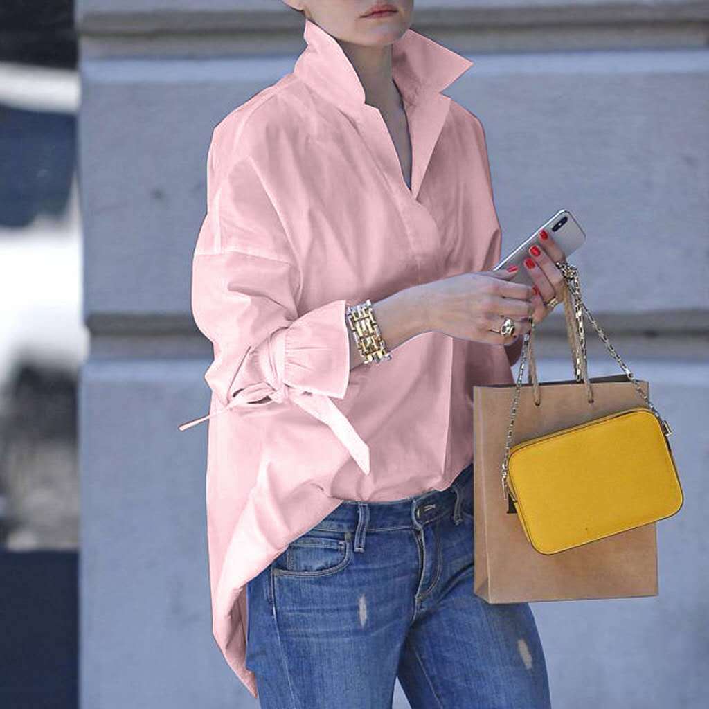 Women's Casual Solid Color Shirts For Spring And Autumn