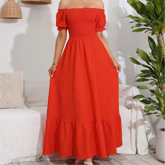 New Women's Casual Summer Backless Off-shoulder Long Dress