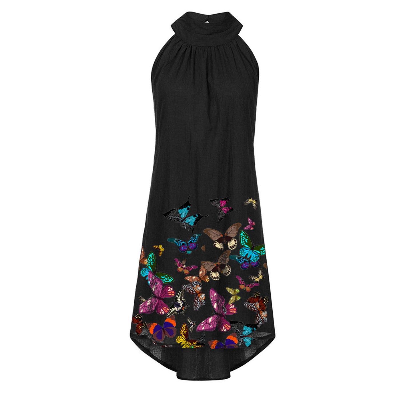 Women's Sleeveless Round Neck Dress with New Fashion Positioning Printing