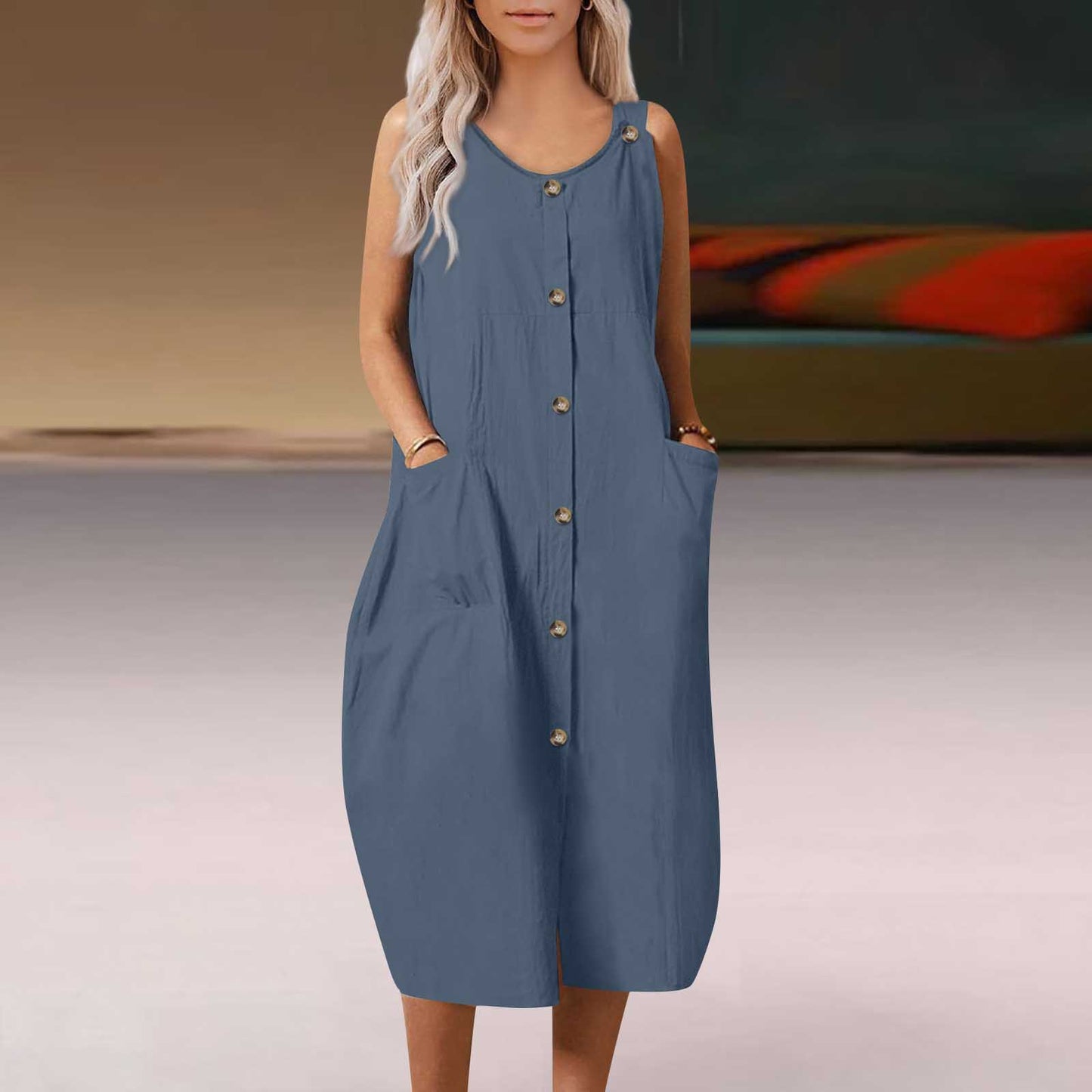 Loose And Comfortable Casual Cardigan Strap Dress