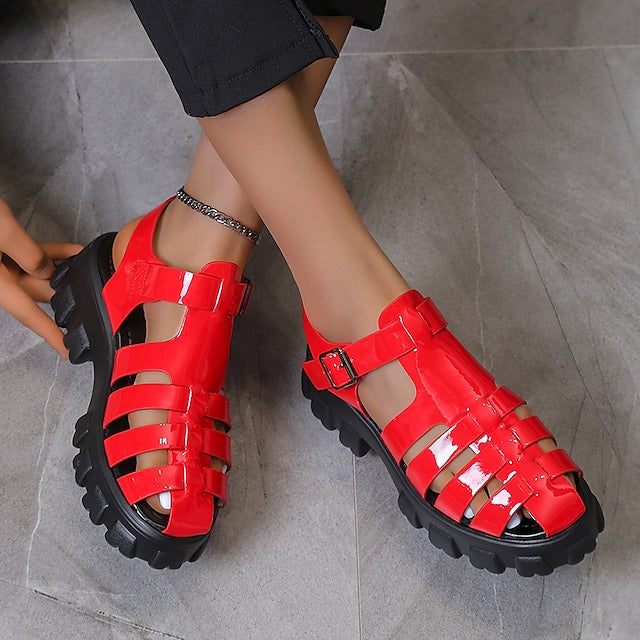 Women's Fashion Platform Cutout Platform Woven Sandals