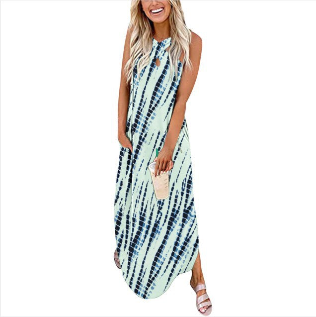 European And American Beach Casual Loose Sleeveless Long Skirt