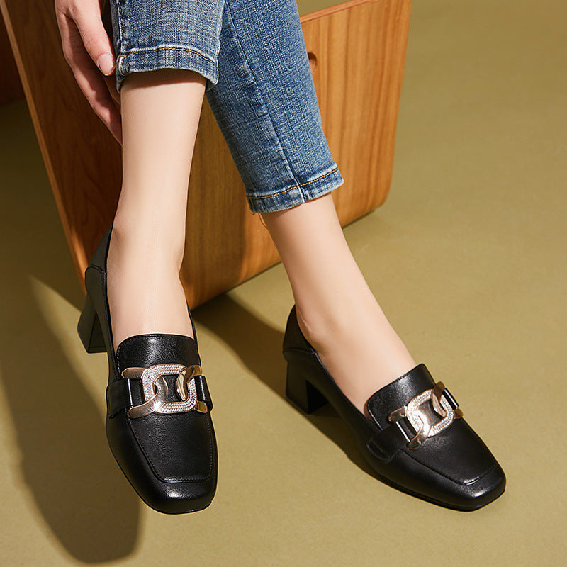 Women's New Leather Loafers Casual Flat Shoes