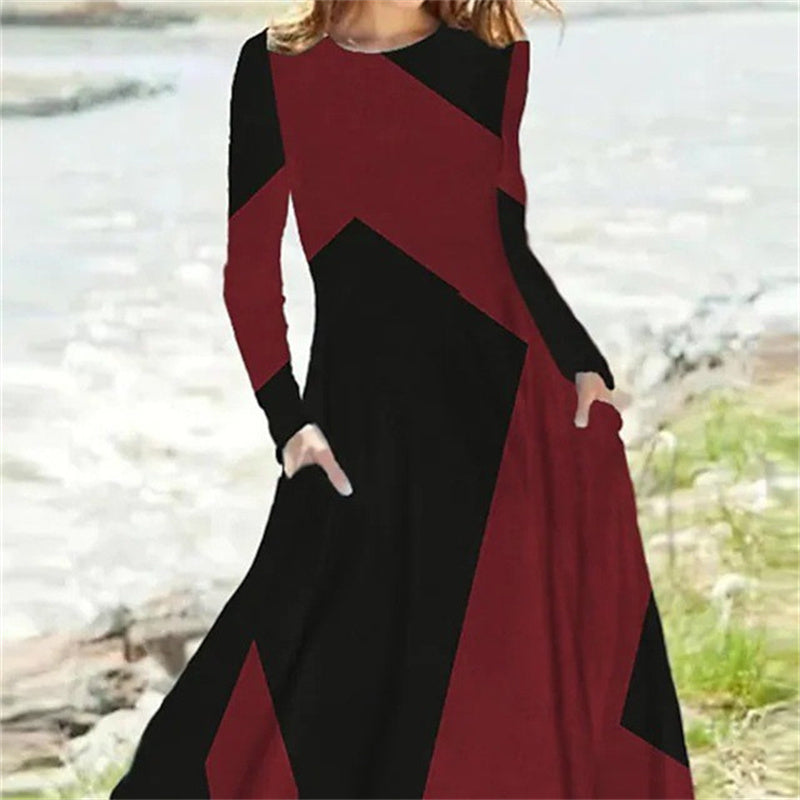 Women's Fashion Vintage Style Long Sleeve Maxi Dress