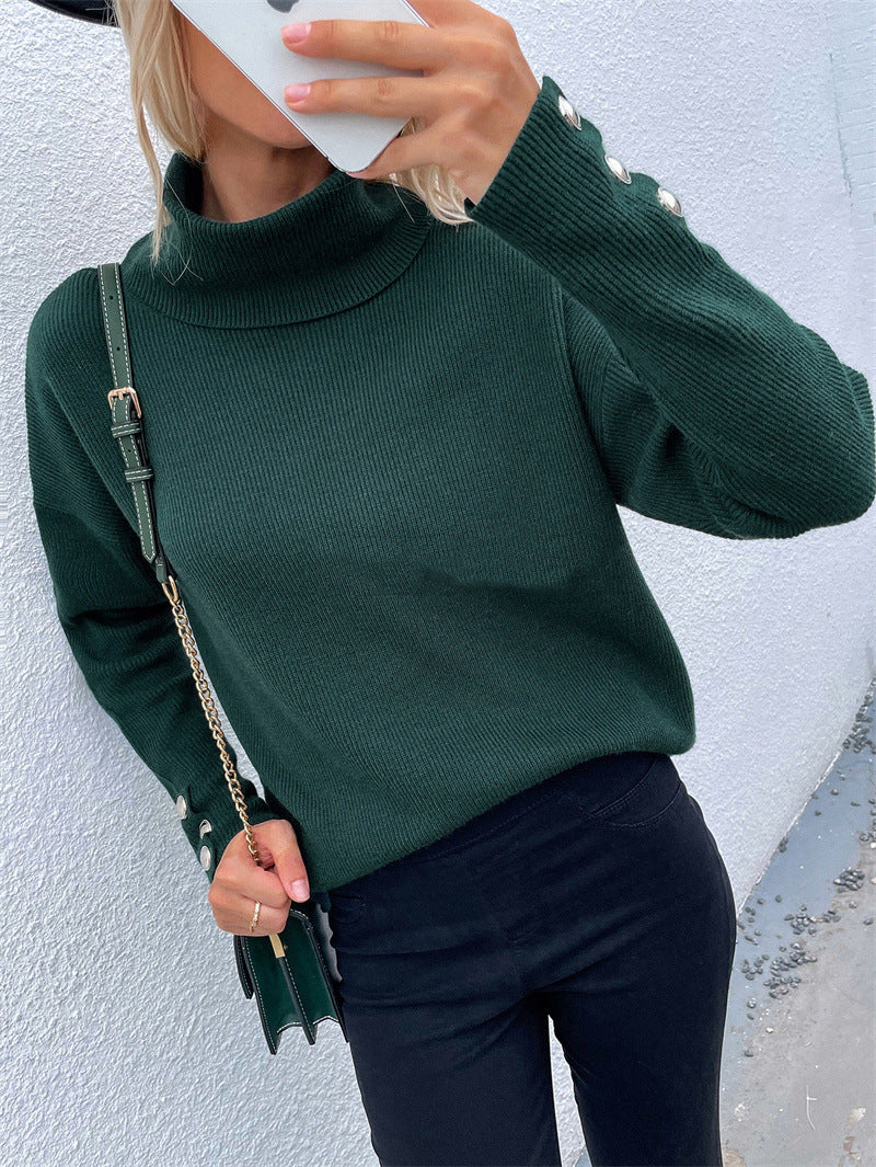High-neck Women's New Multi-panel Pullover Sweater
