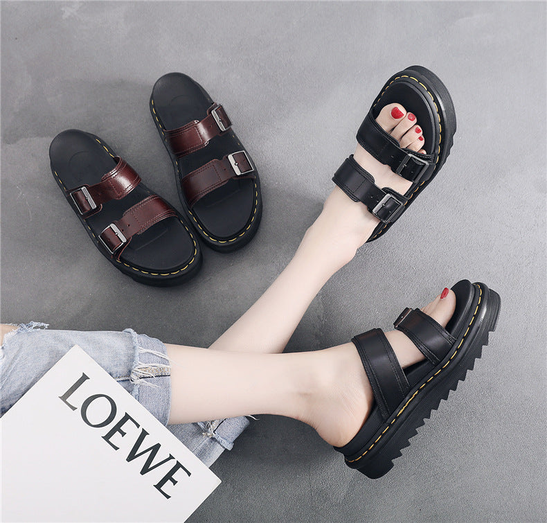 Leather Fish Mouth Fashion Sandals And Slippers