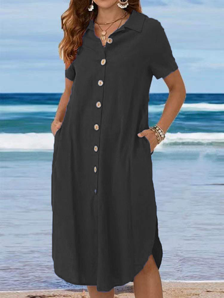 Women's Cotton Linen Loose Casual Dress