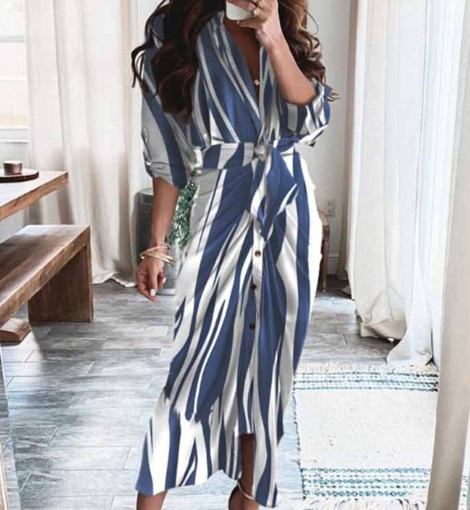 Sexy Printed Pleated Irregular Tie Dress