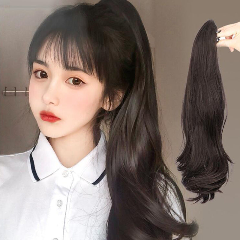 Natural Net Red Micro Curl High Tie Ponytail