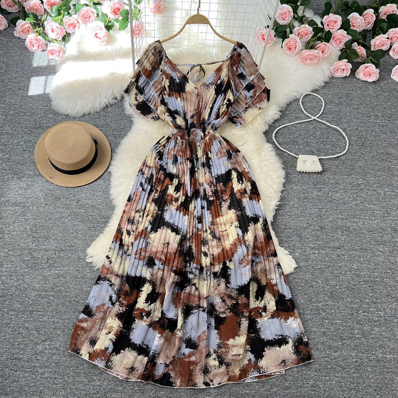 Gentle Atmosphere V-neck Dress Female Waist Slimming