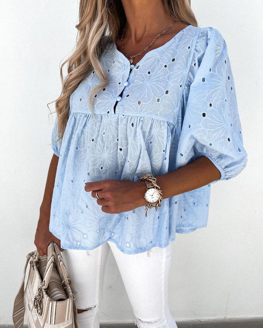 Loose Mid-Sleeve Shirt in Large Size