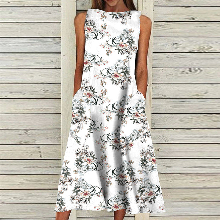 Holiday Dress Bohemian Floral Sleeveless Skirt