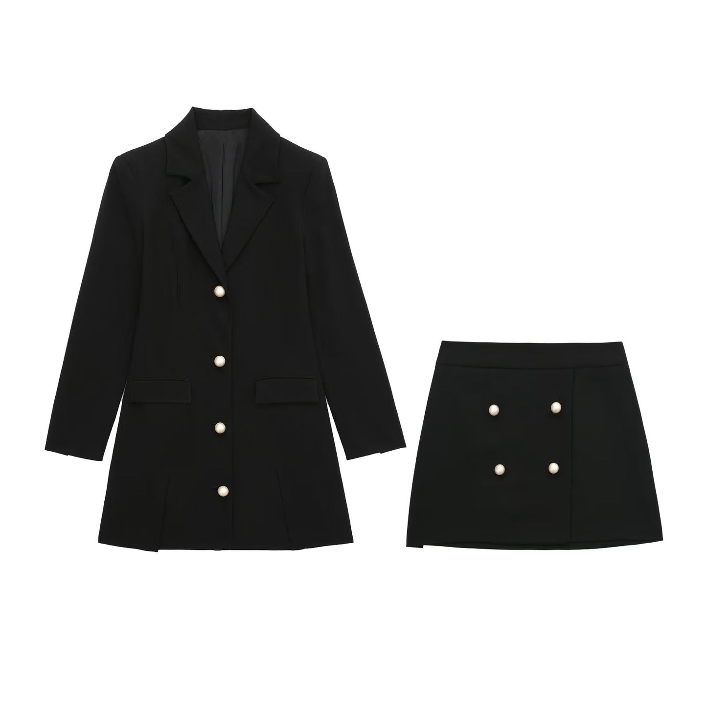 Black Blazer Dress Skirt Set