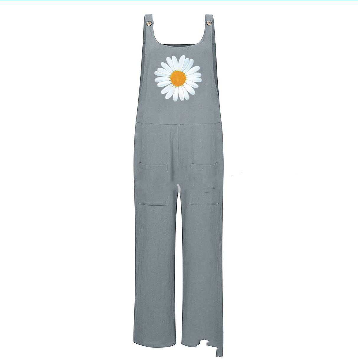 Women's Outer Flower Overalls Cotton Linen Buttons