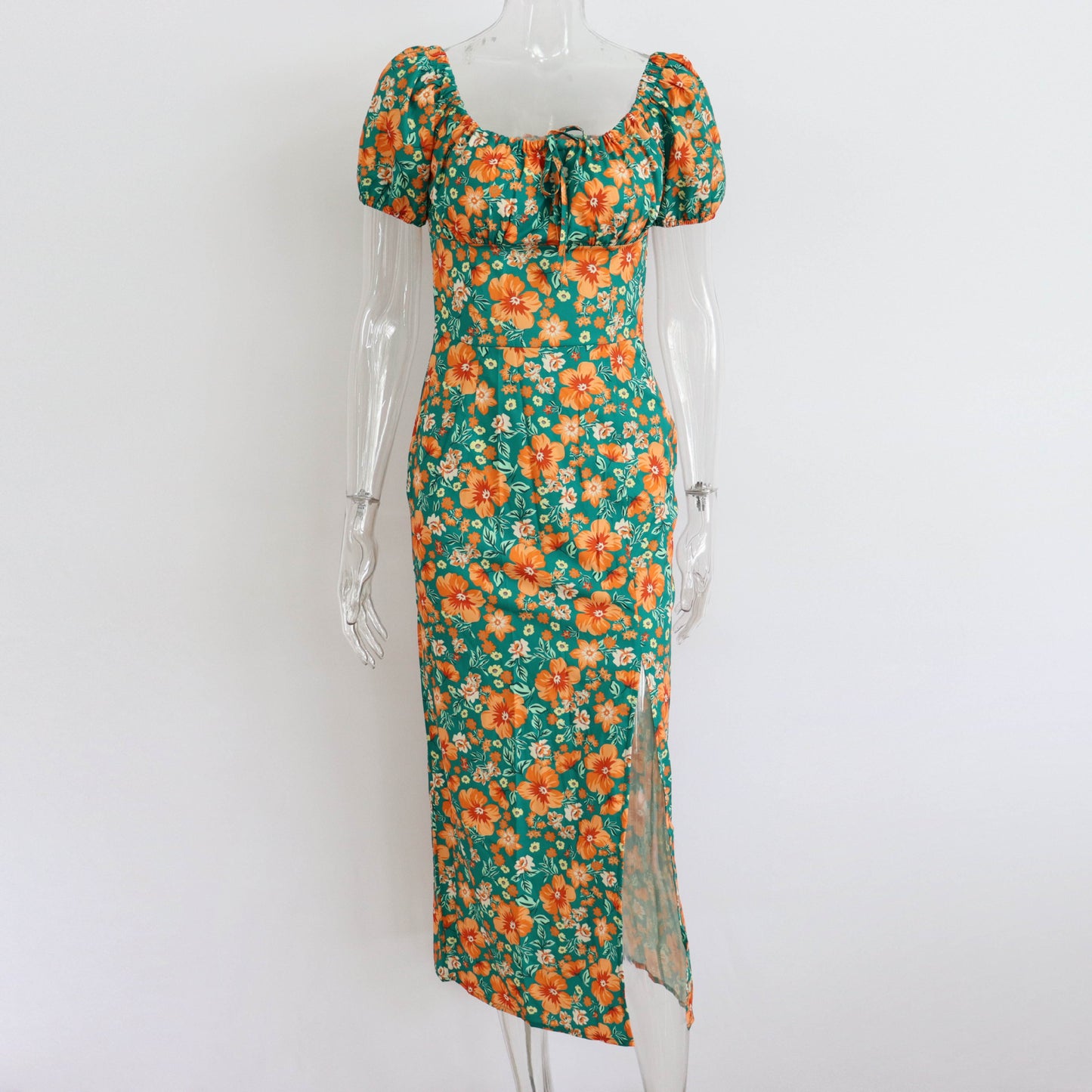 Women's Fashionable French Floral Split Dress