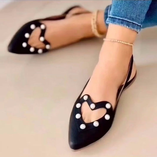 Pearl-Embellished Flats with Pointed Toe: Women's Love Sandals