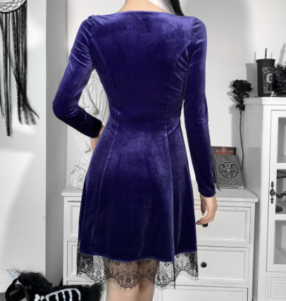 Academy Lace Lace Long Sleeve Square Neck Dress