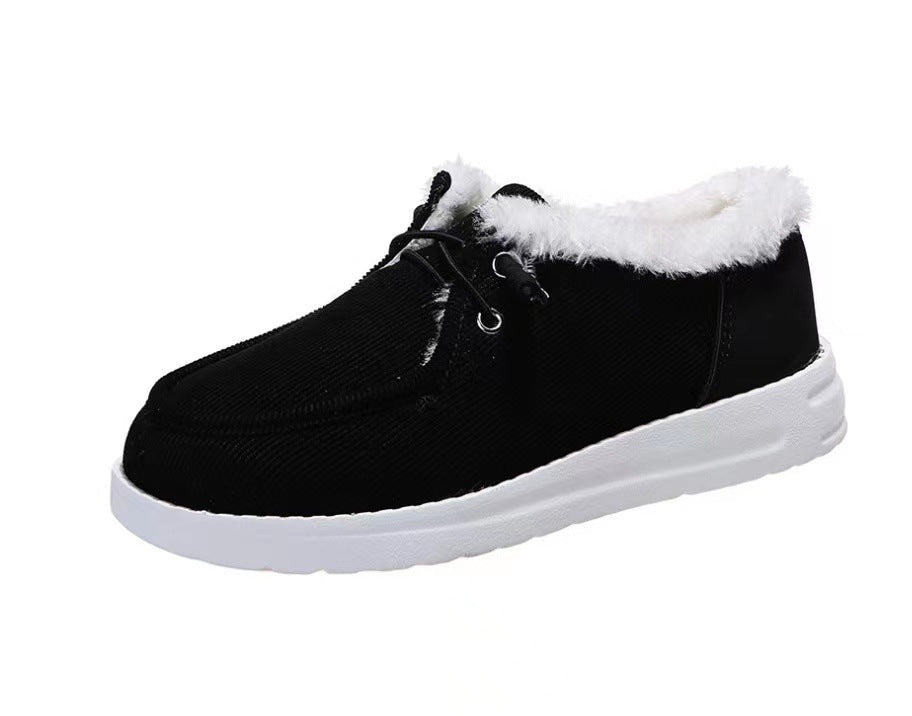 Solid Color Low Top Round Toe Flat Heel Casual Cotton Shoes