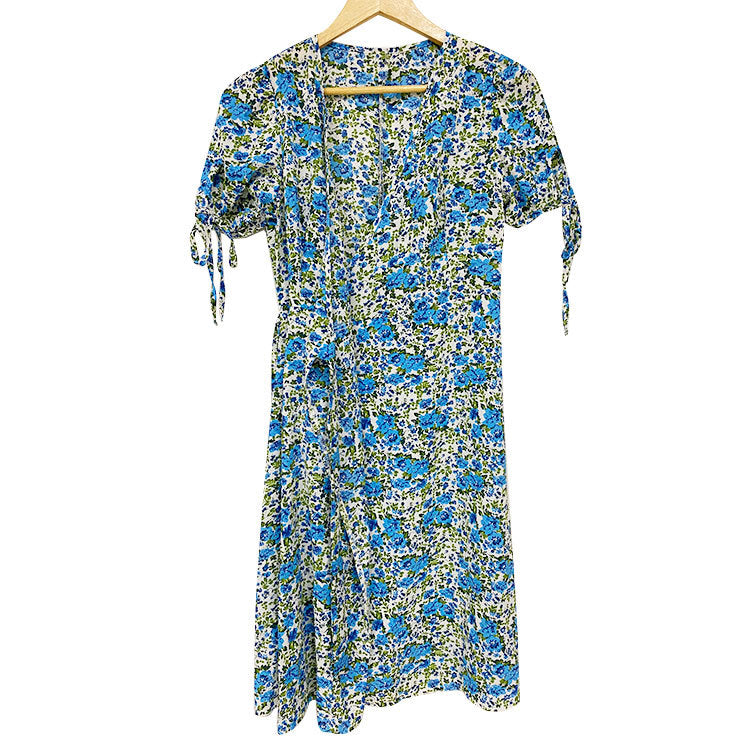 Summer Dress for Women with a New Cardigan, Floral Lace-Up Detail