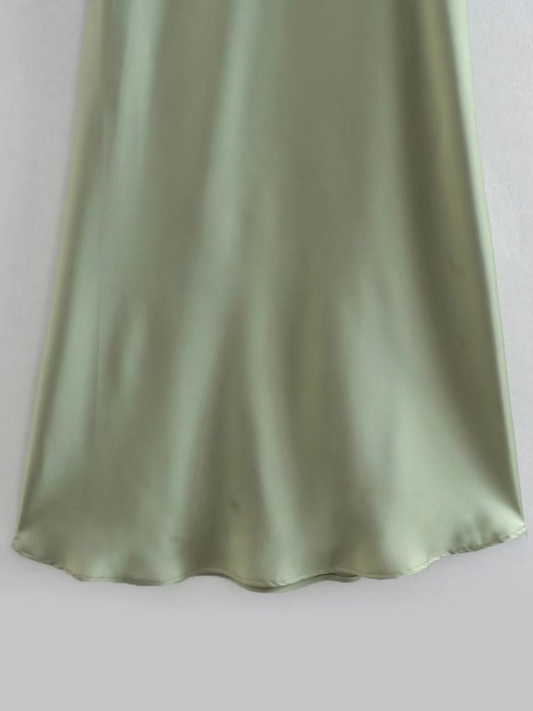 Women's Vintage Satin Textured Halter Dress