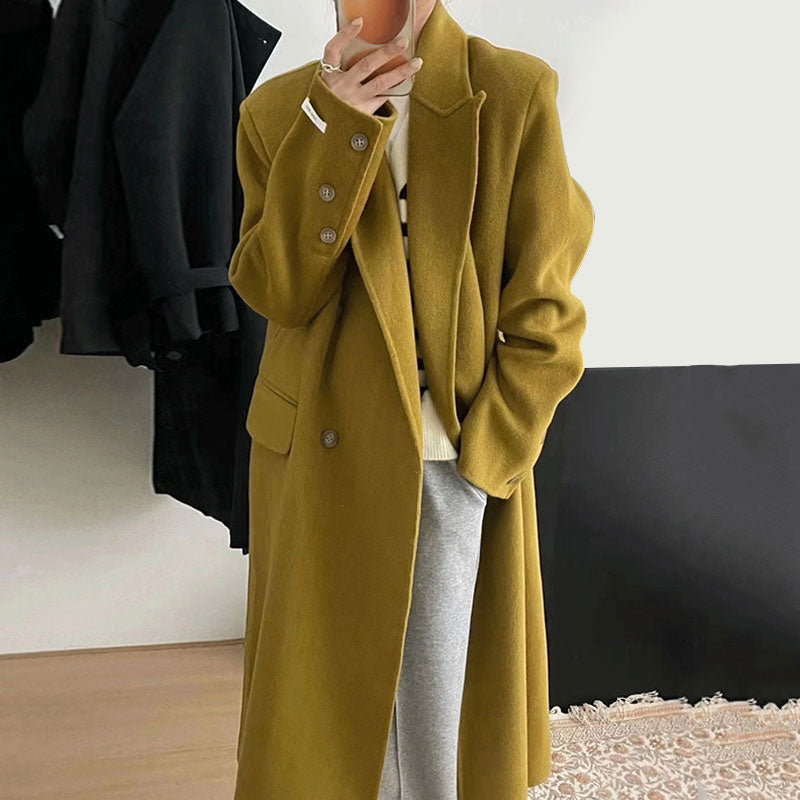 Irregular Cufflink Design Woolen Coat Coat Woman