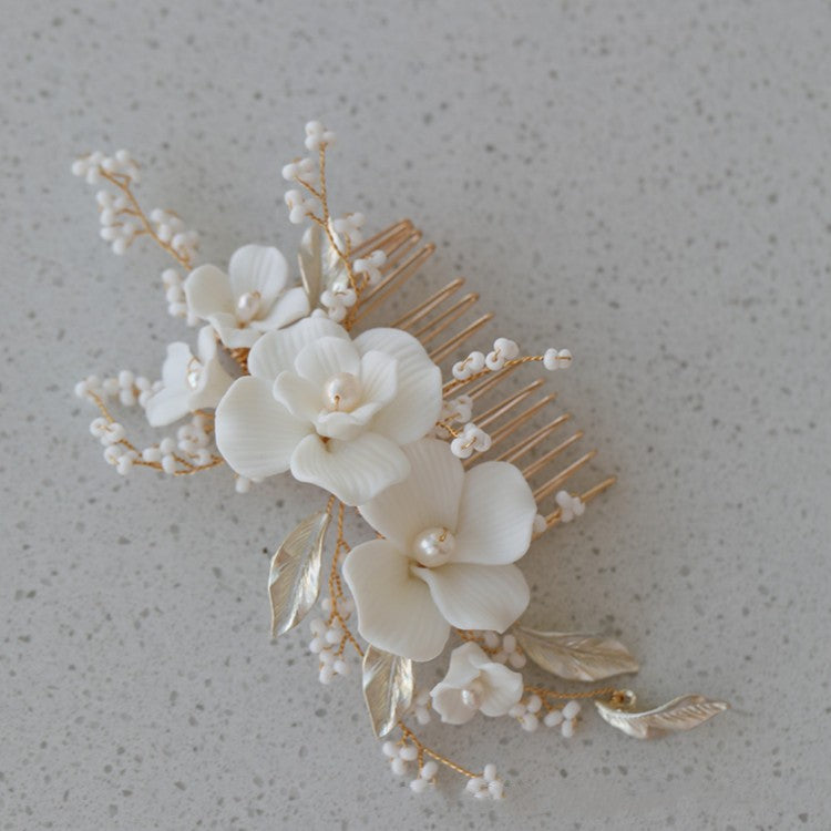 Ceramic Flower Exquisite And Compact Hair Comb