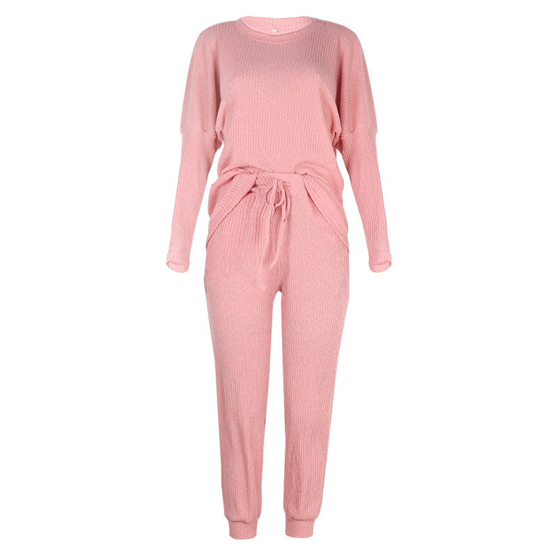 Solid Color Long Sleeve Loose Casual Suit Homewear Pajamas