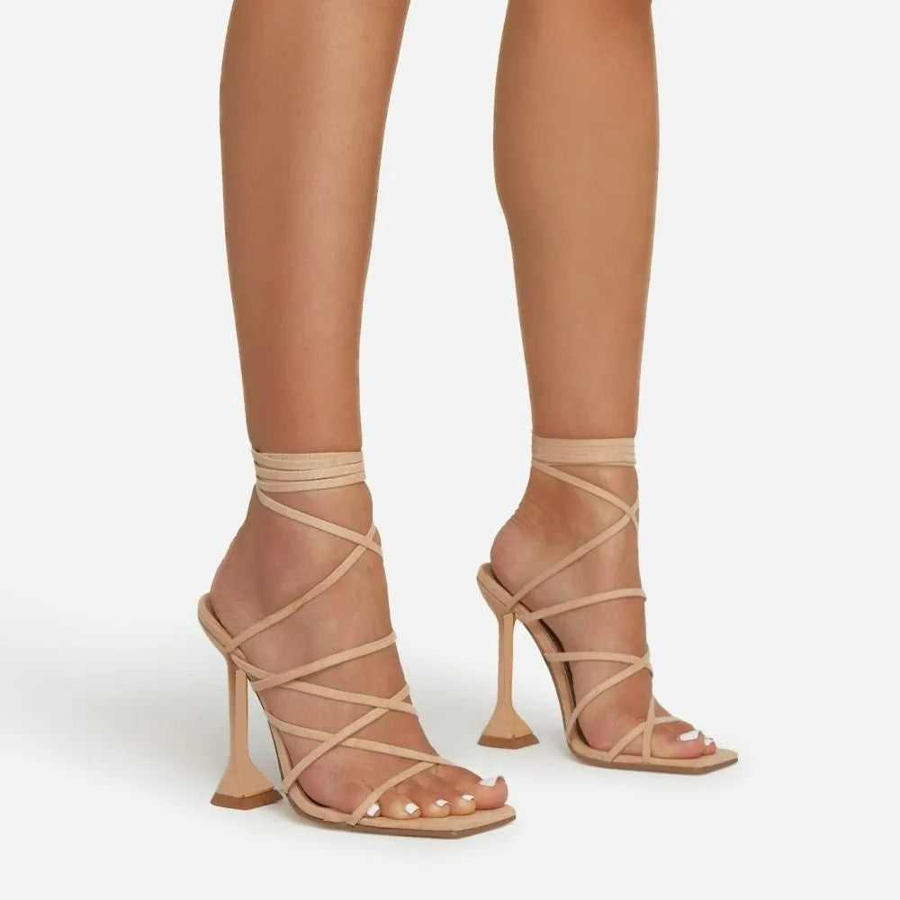 Square Toe Stiletto Heel Ankle Strappy Sandals with Buckle - Perfect for Daily Wear or Wedding Pumps