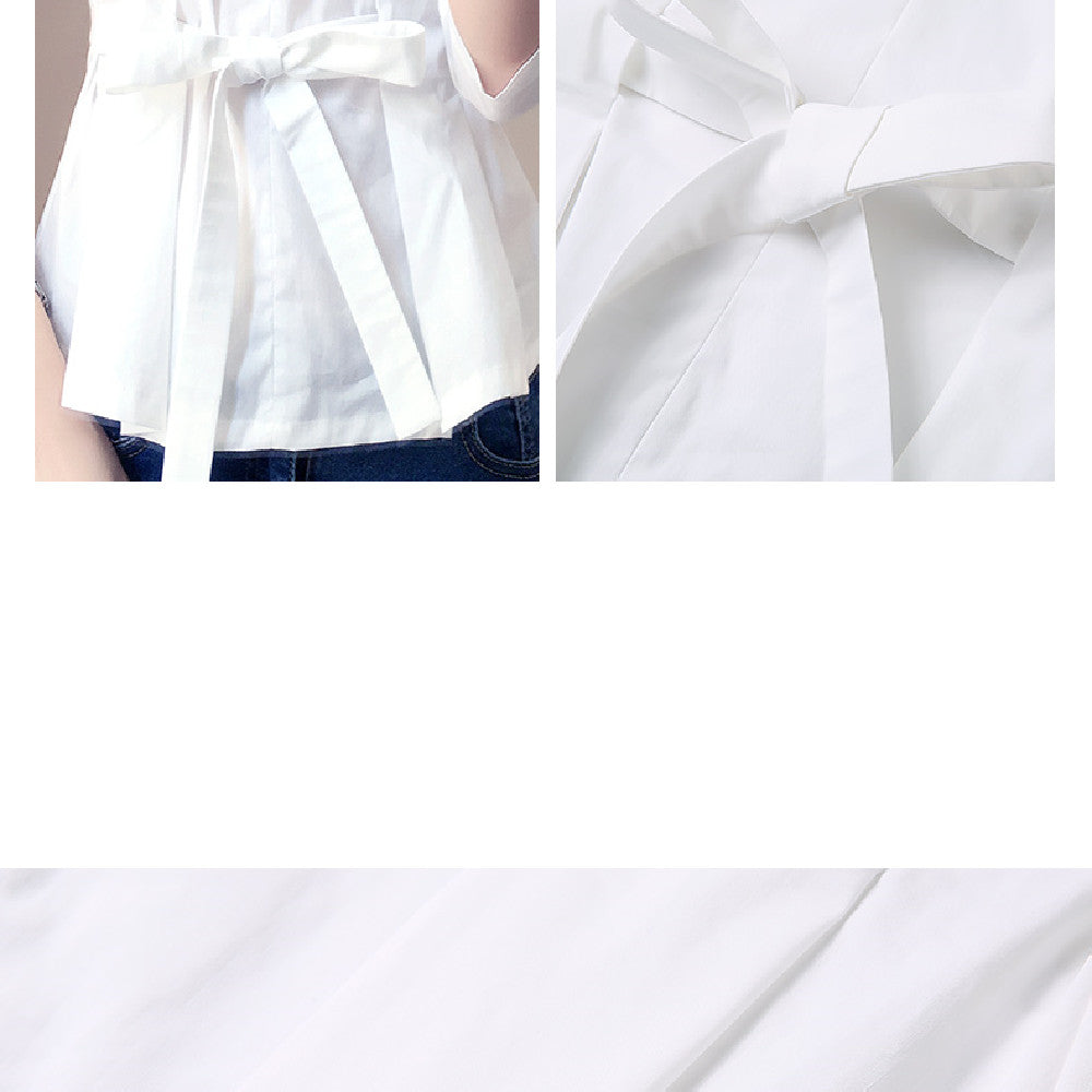 Women's Fashion Bow White Shirt