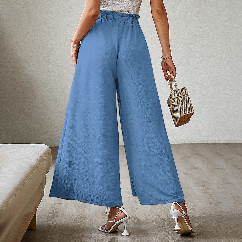 High-Waist Pleated Wide-Leg Pants with a Loose Fit