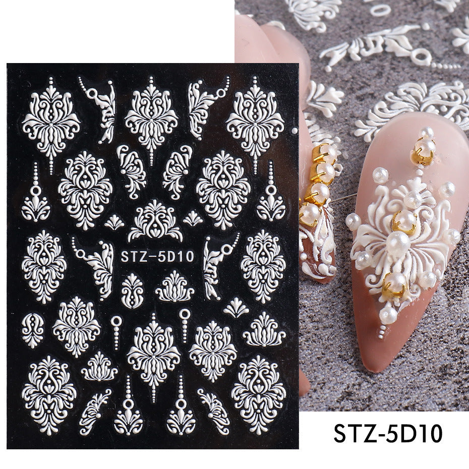 New 5D Stereo Carved Rose Nail Sticker