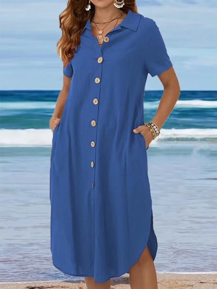 Women's Cotton Linen Loose Casual Dress