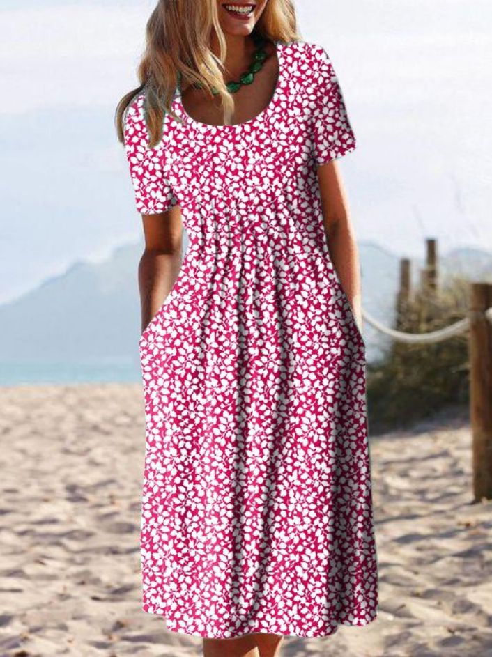 Long-Waisted Women's Printed Dress