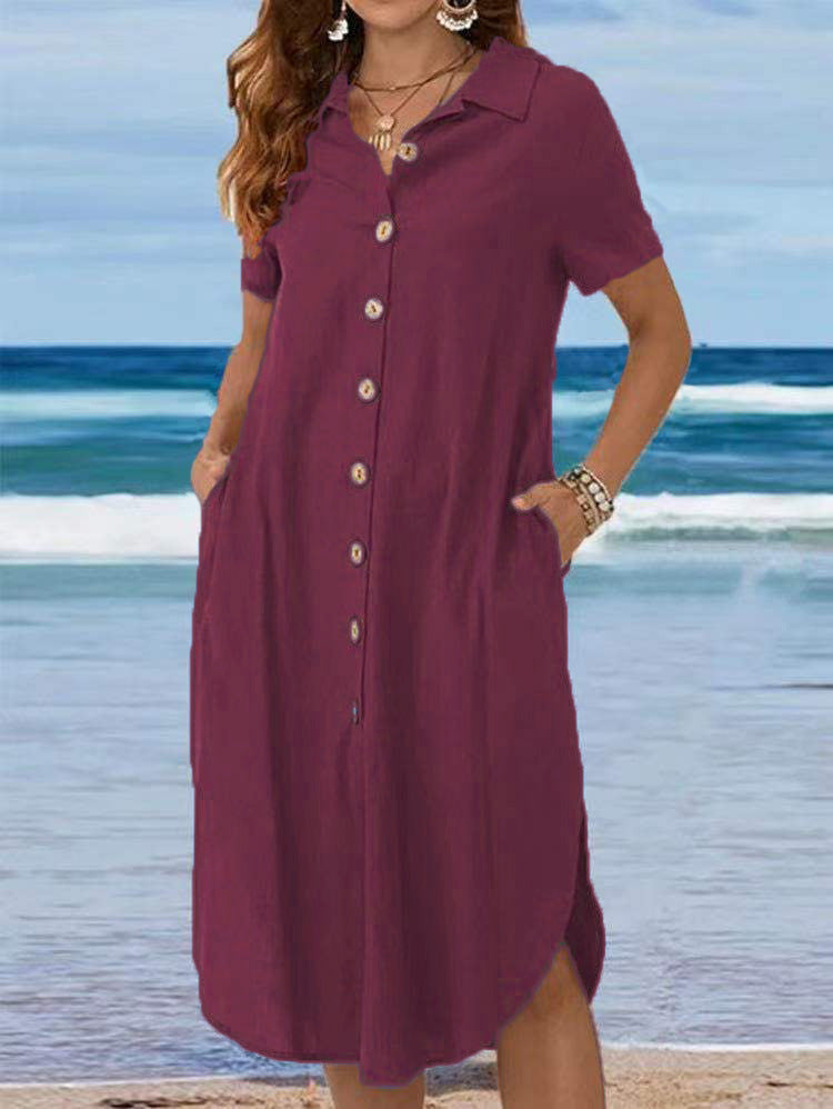 Women's Cotton Linen Loose Casual Dress