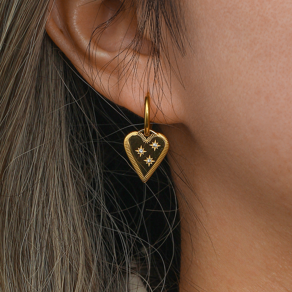 Zirconia Star Love Pendant Earrings Necklace Set