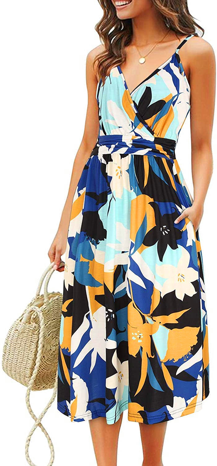 Women's Printed Sling Loose Pocket Dress