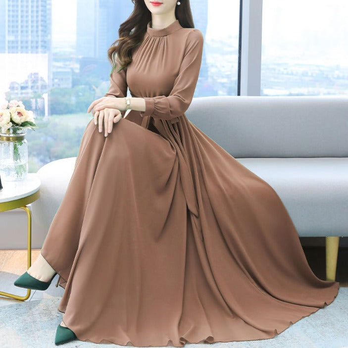 Solid Color Chiffon Dress for Women