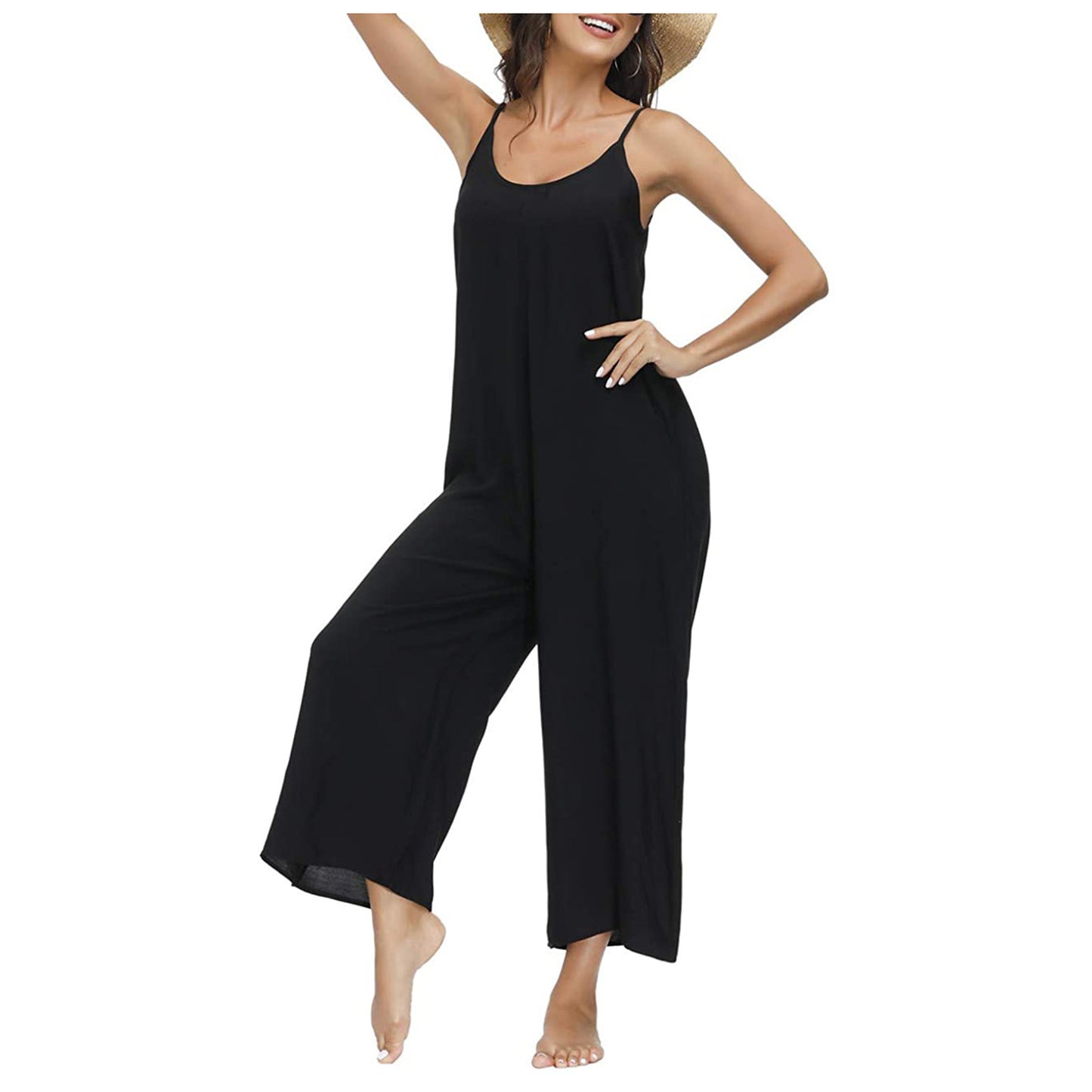 Fashion Sling Pocket Casual Wide Jumpsuit