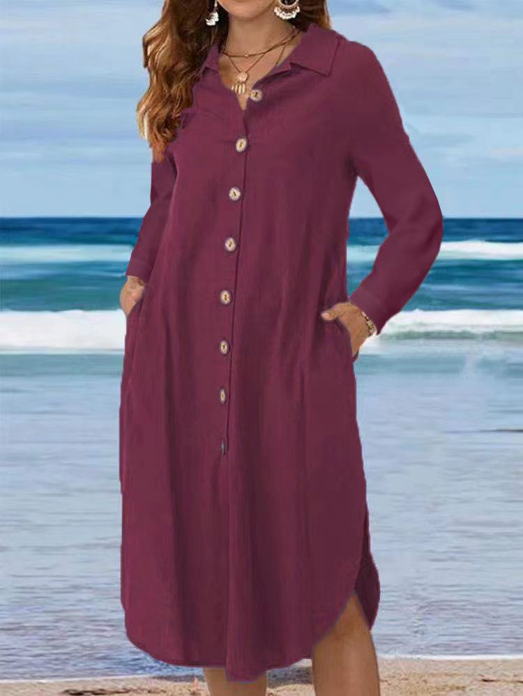 Women's Cotton Linen Loose Casual Dress