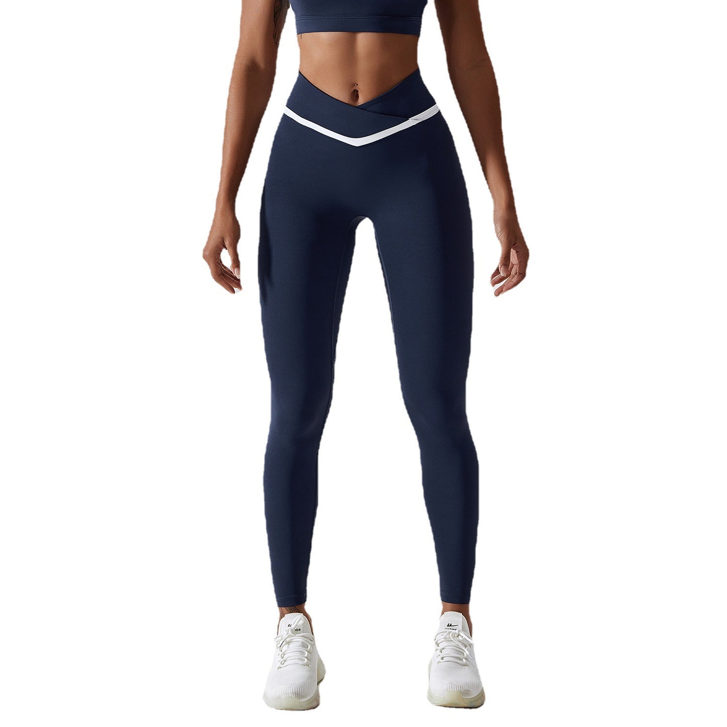 Women's High-Waisted Yoga Pants with Hip Lifting Design and Contrast Color - Quick-Drying and Tight Fit