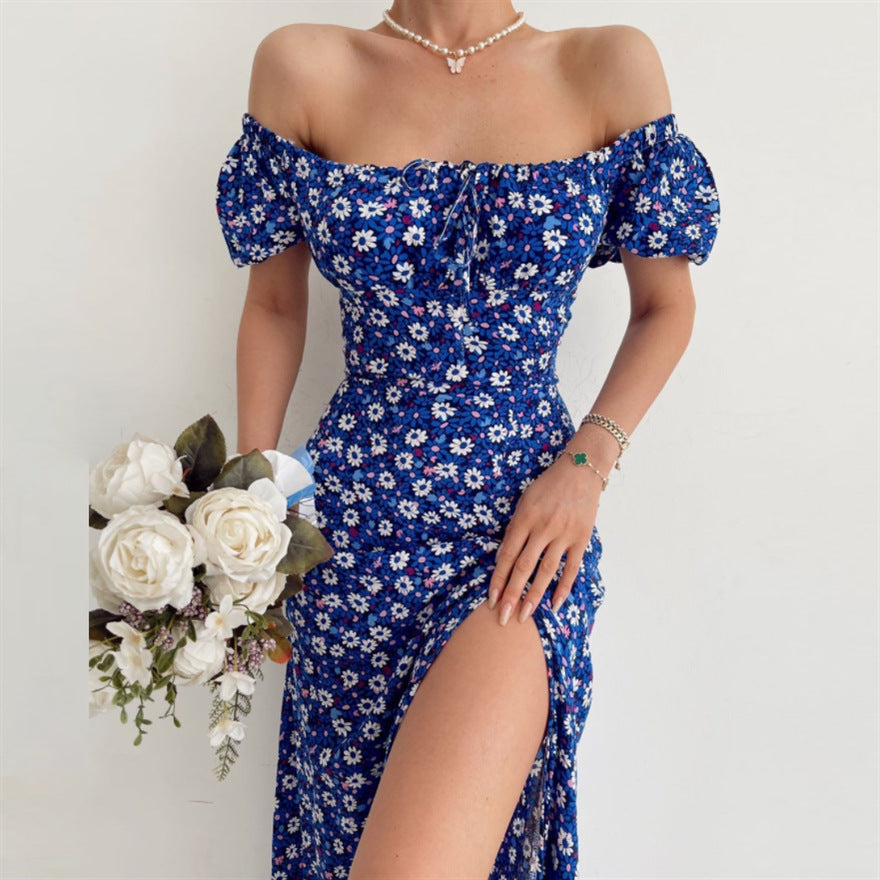 Women's Fashionable French Floral Split Dress