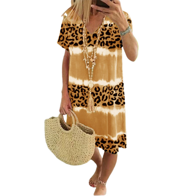 Leopard Print Casual Midi Skirt