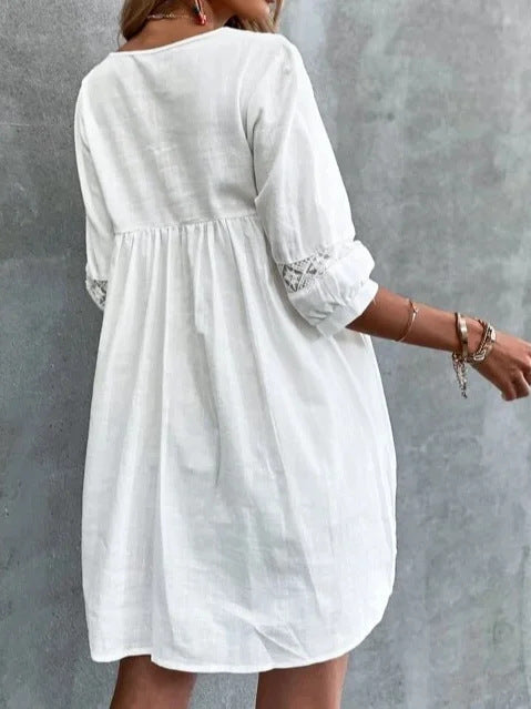 V-neck Minimalist Casual Vacation Dress