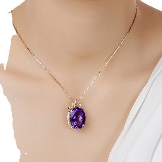 Amethyst Pendant Inlaid Color Gemstone Necklace