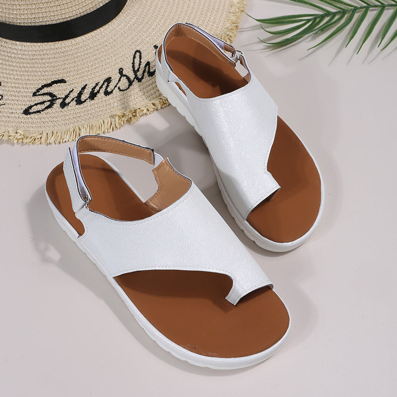 Summer Flat Beach Shoes: Thong Sandals with Velcro Closure