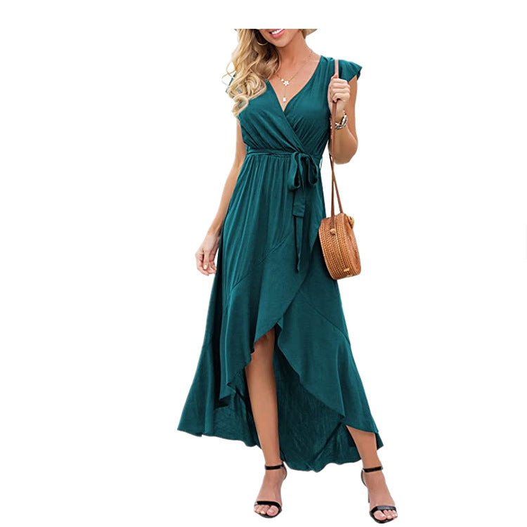 Step into Style with a Women's Irregular Swing Dress Featuring Slits and Straps