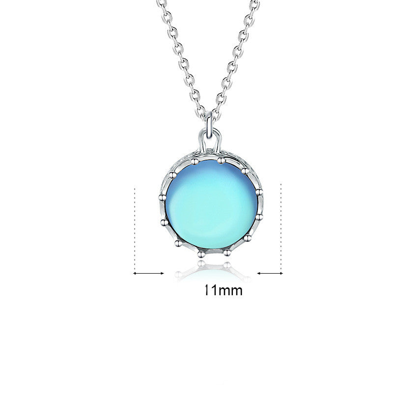 Women's Fashion Simple Sterling Silver Moonstone Pendant Necklace