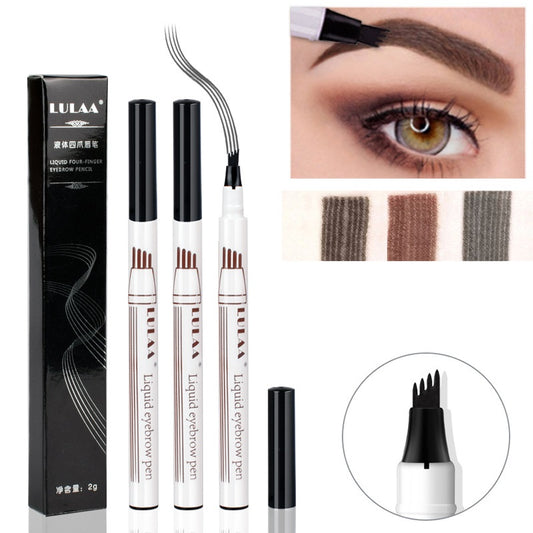 Four-Tip Liquid Eyebrow Pencil with Water-Based Formula for Precise Application