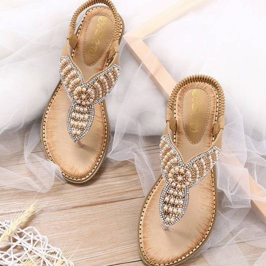 Cross-Border Plus Size Fashion Women's Thong Elastic Strap Sandals