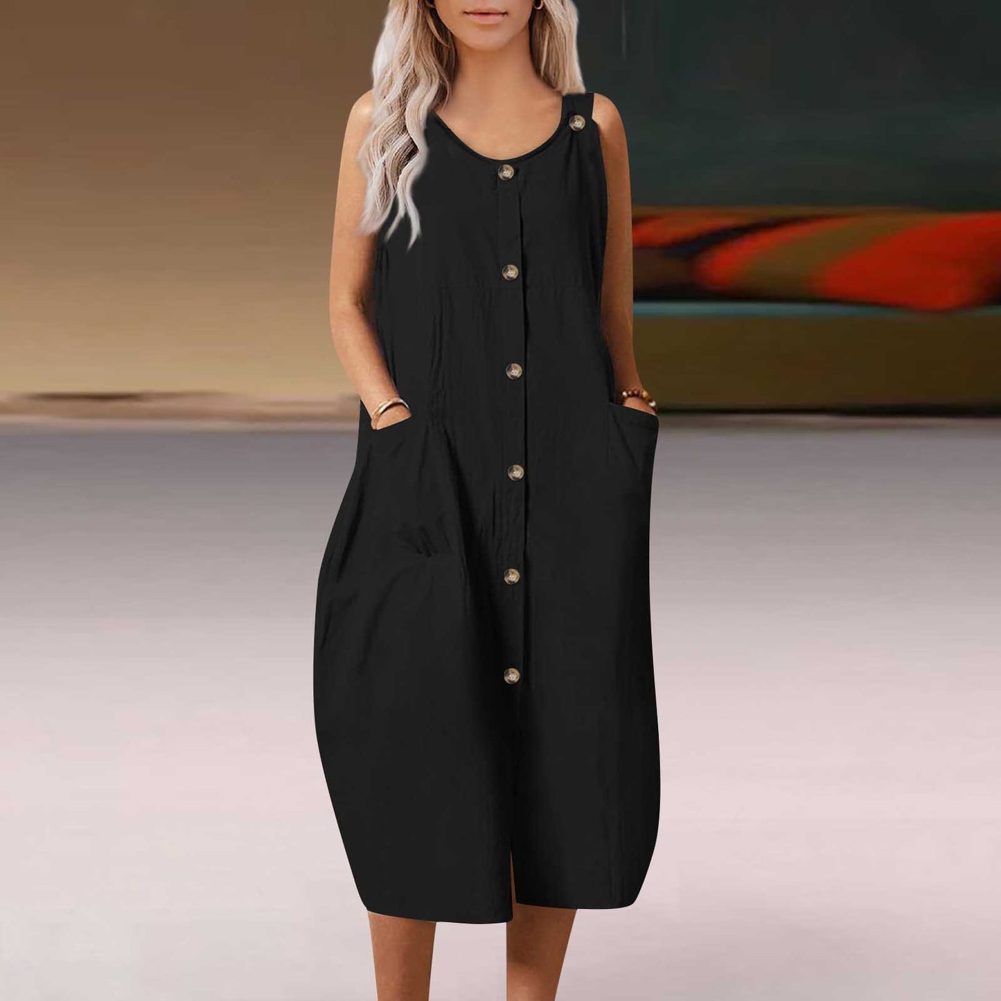 Loose And Comfortable Casual Cardigan Strap Dress